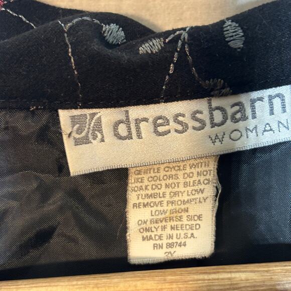 Dressbarn Woman Floral Embroidered Blazer Jacket 3X Black Romantic Cottagecore - Picture 3 of 6